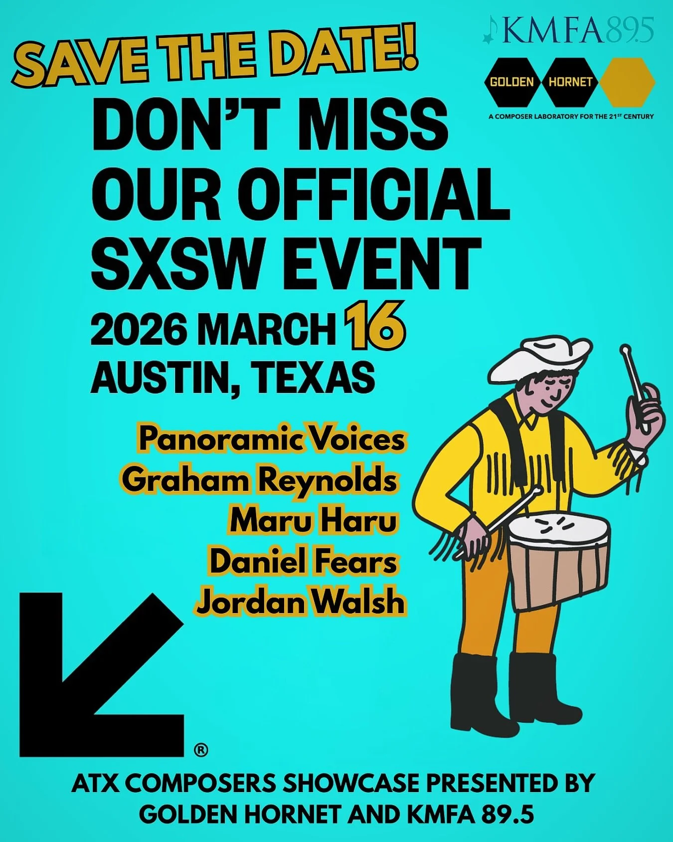 ⁣🚨 OFFICIAL SXSW 2026 EVENT 🚨⠀
⠀
The ATX COMPOSERS SHOWCASE is taking over SXSW&mdash;an all-night showcase featuring five ensembles and highlights Austin-based artists who are revitalizing classical music for the modern age.⠀
⠀
SAVE THE DATE⠀
📅 M