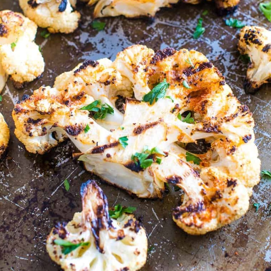 Grilled Cauliflower Steaks with Tahini Sauce
