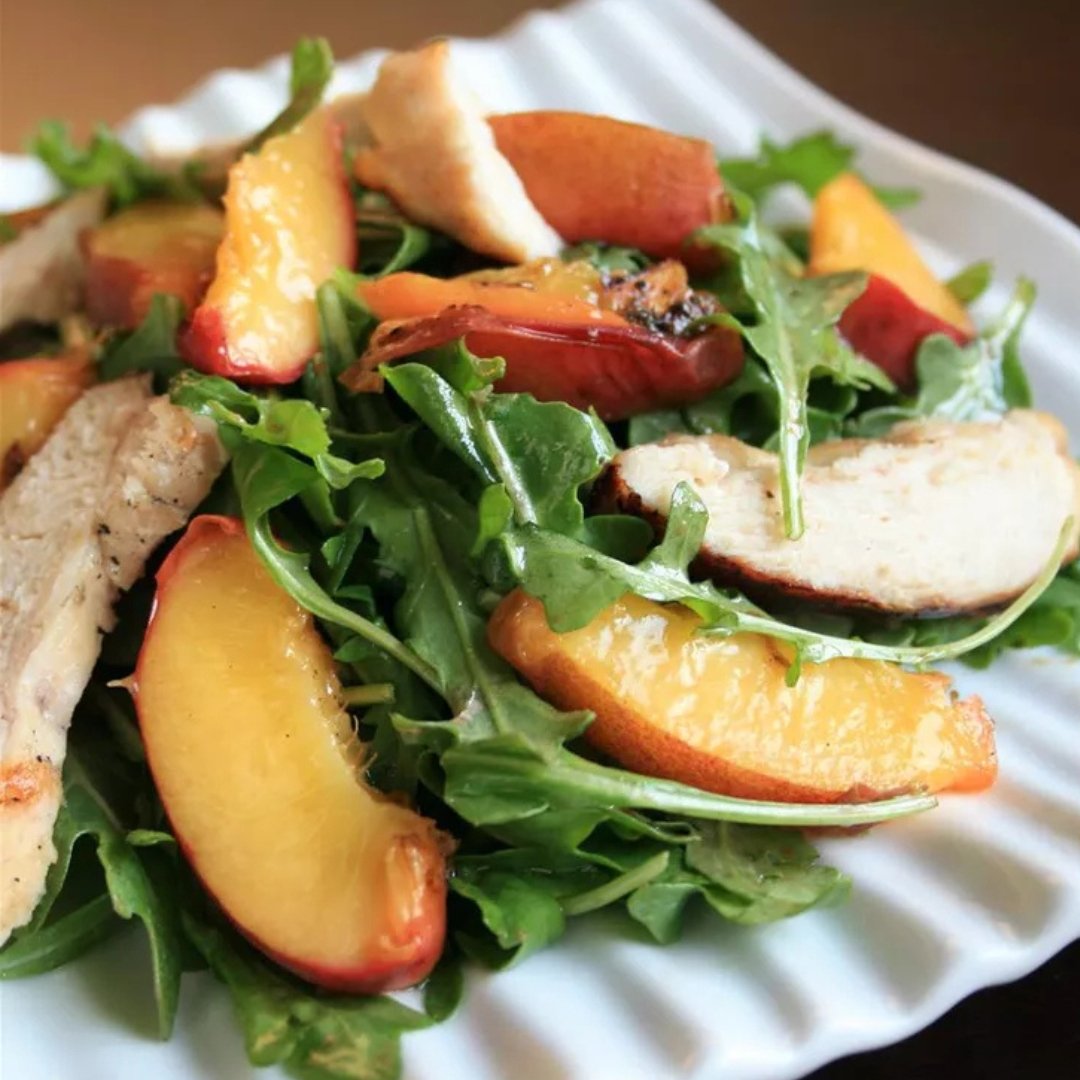 Citrus Arugula Salad with Grilled Chicken and Peaches
