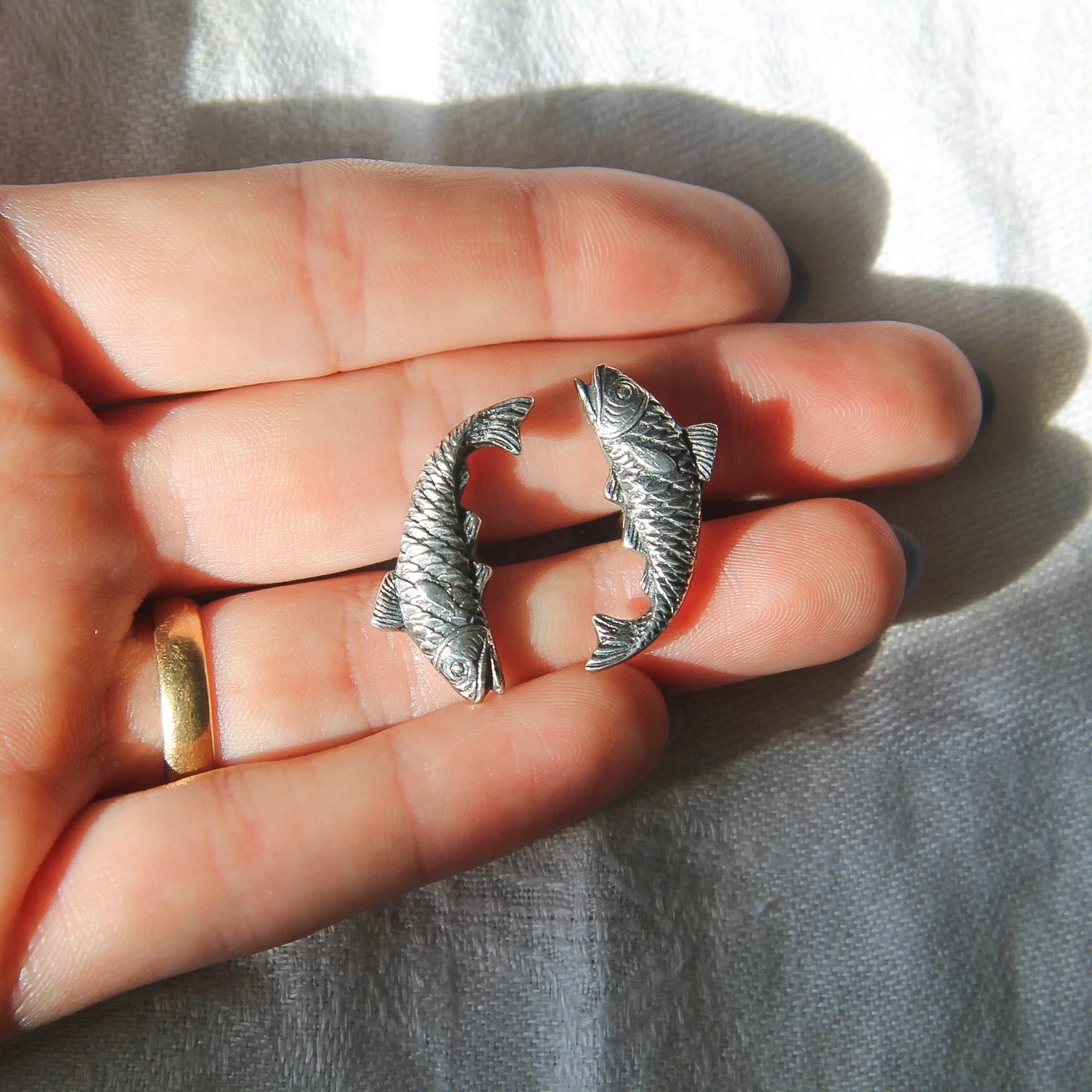 vintage sterling silver fish cufflinks