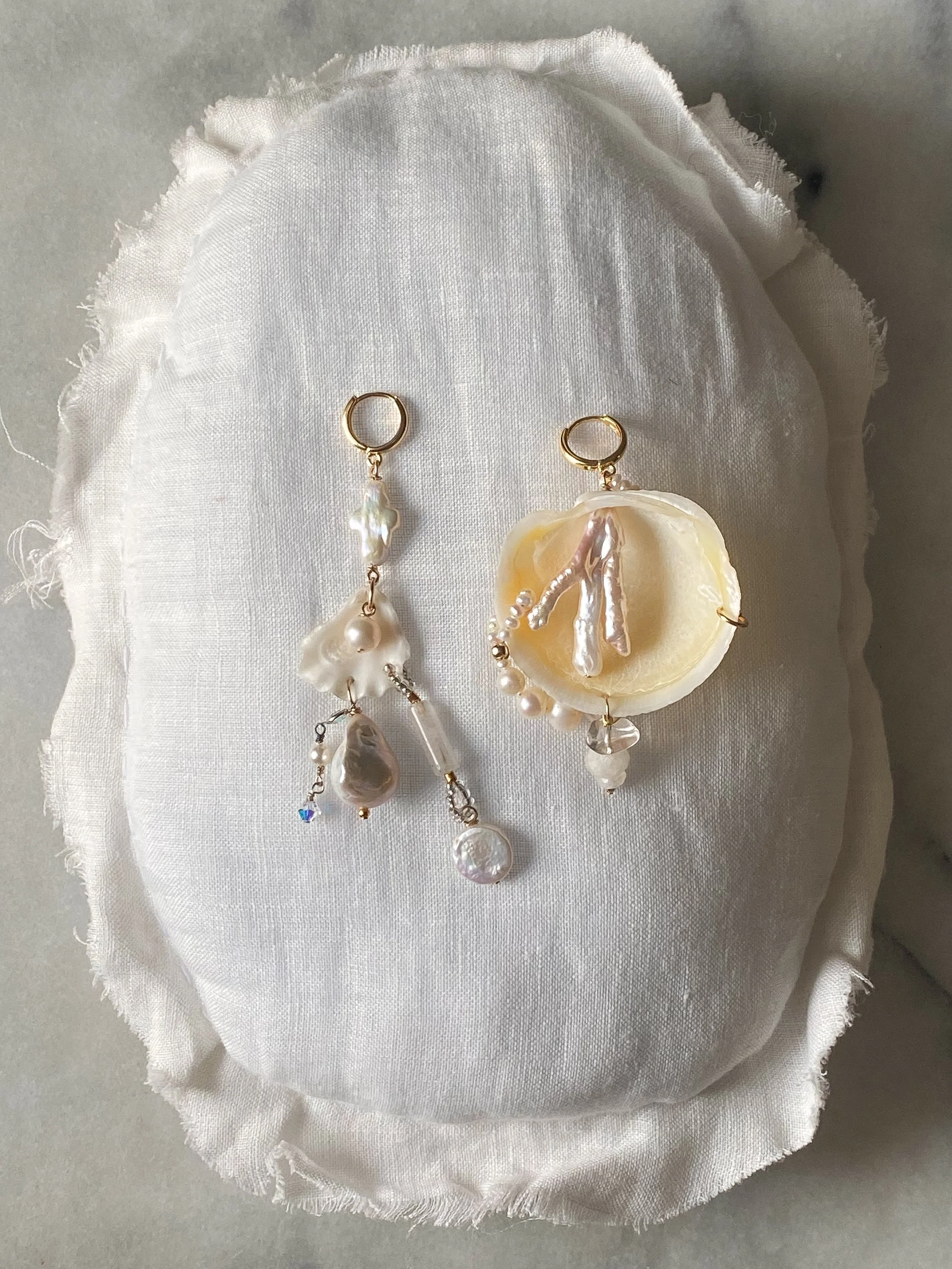 crisp linens one-of-a-kind earrings