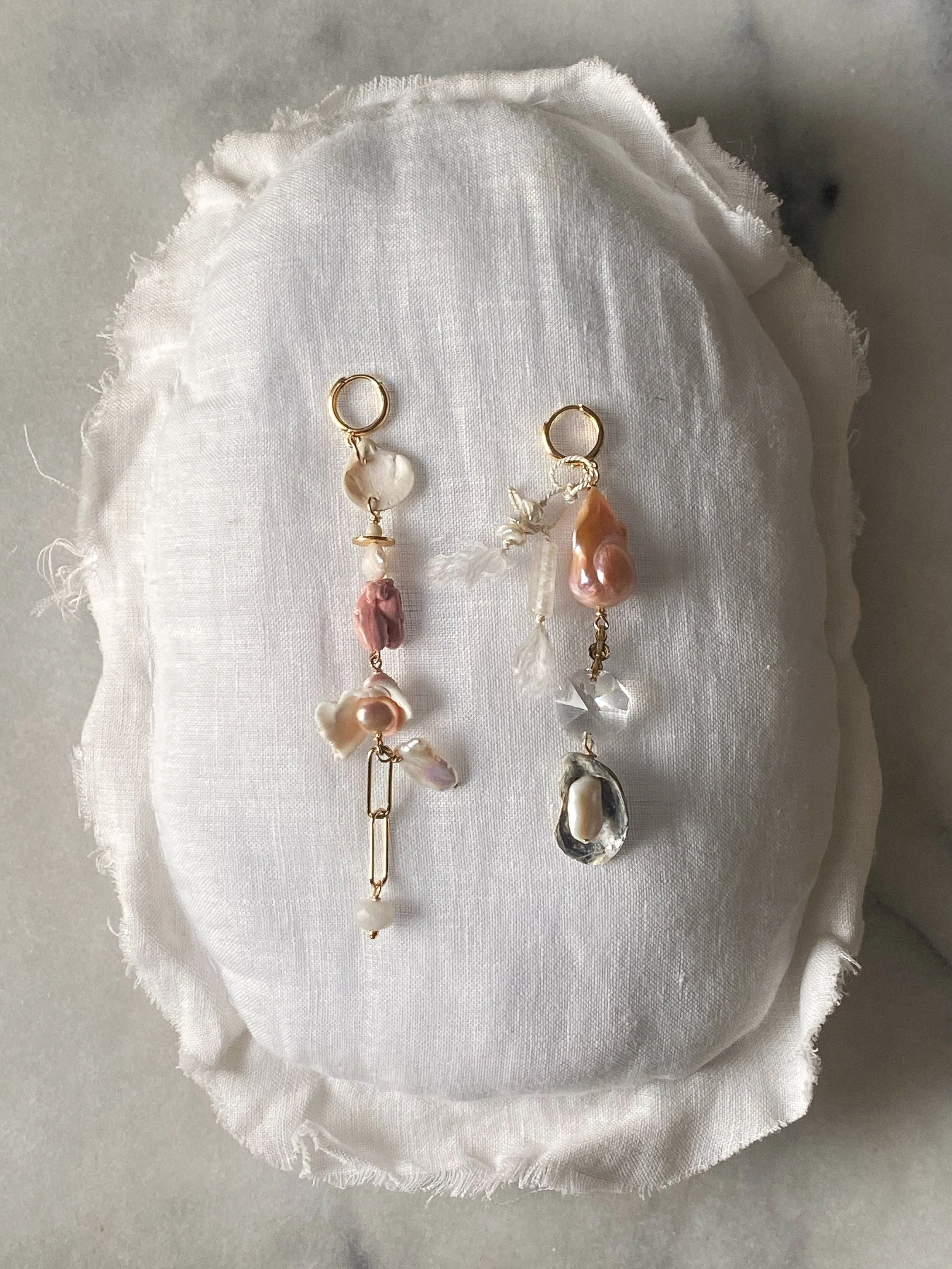 a mermaid's slipper one-of-a-kind earrings