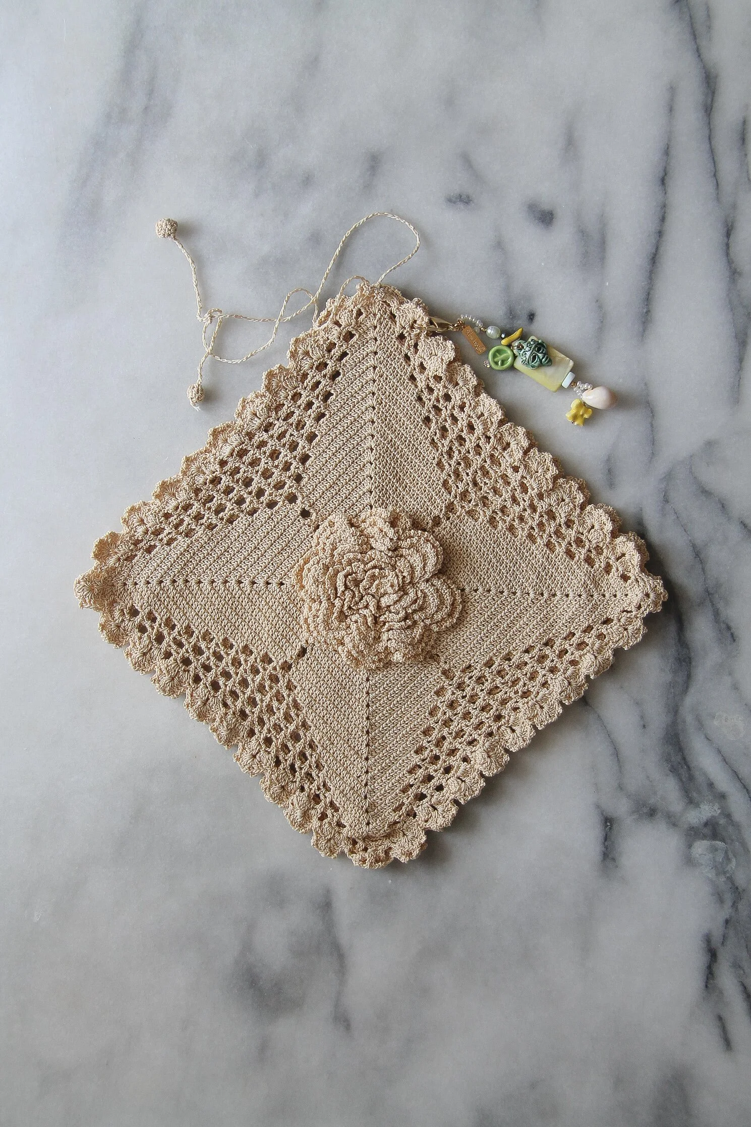 antique diamond crochet purse w. one-of-a-kind e.h. charm