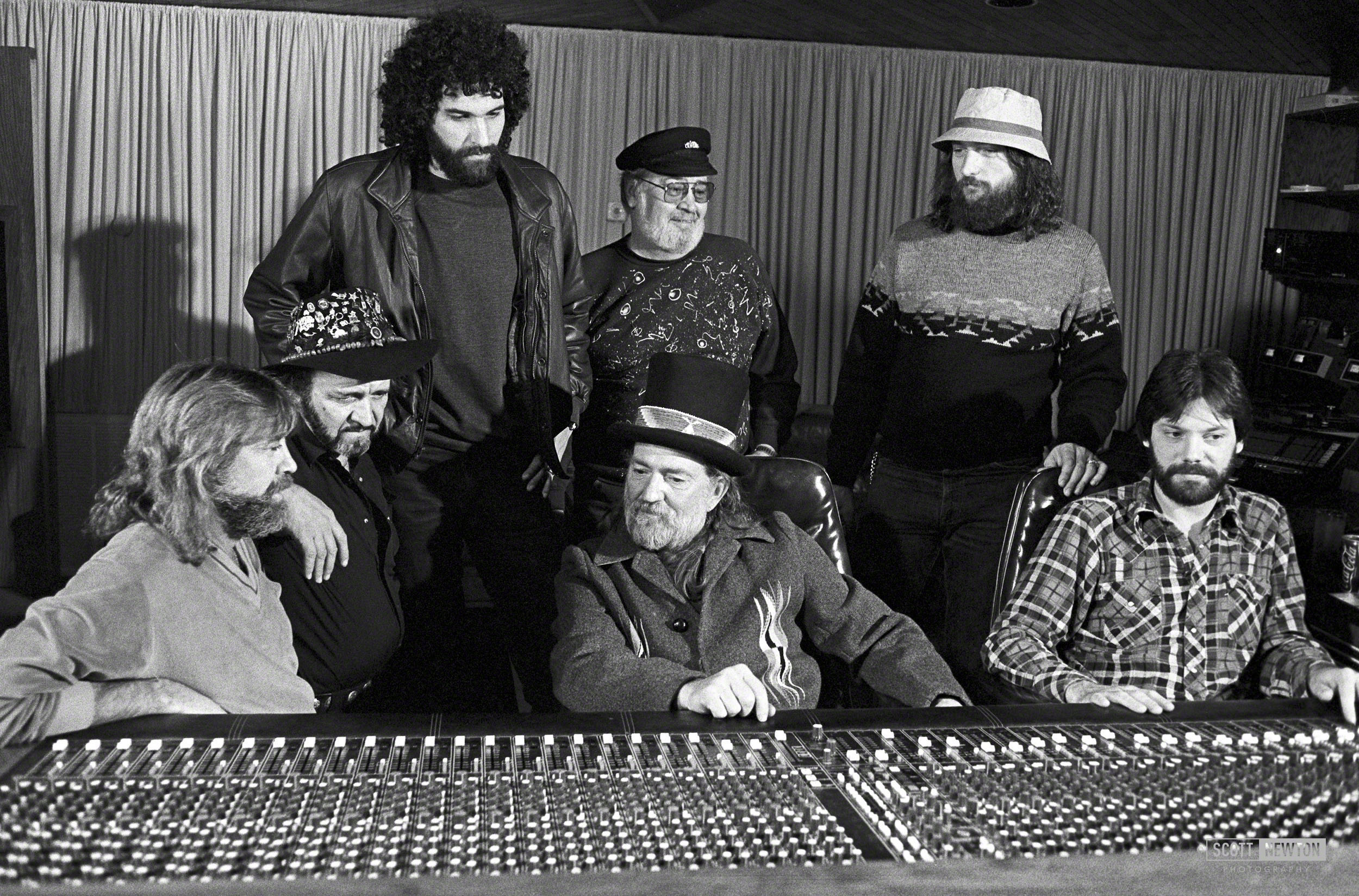 Willie and band at Pedernales Recording Studio 1983