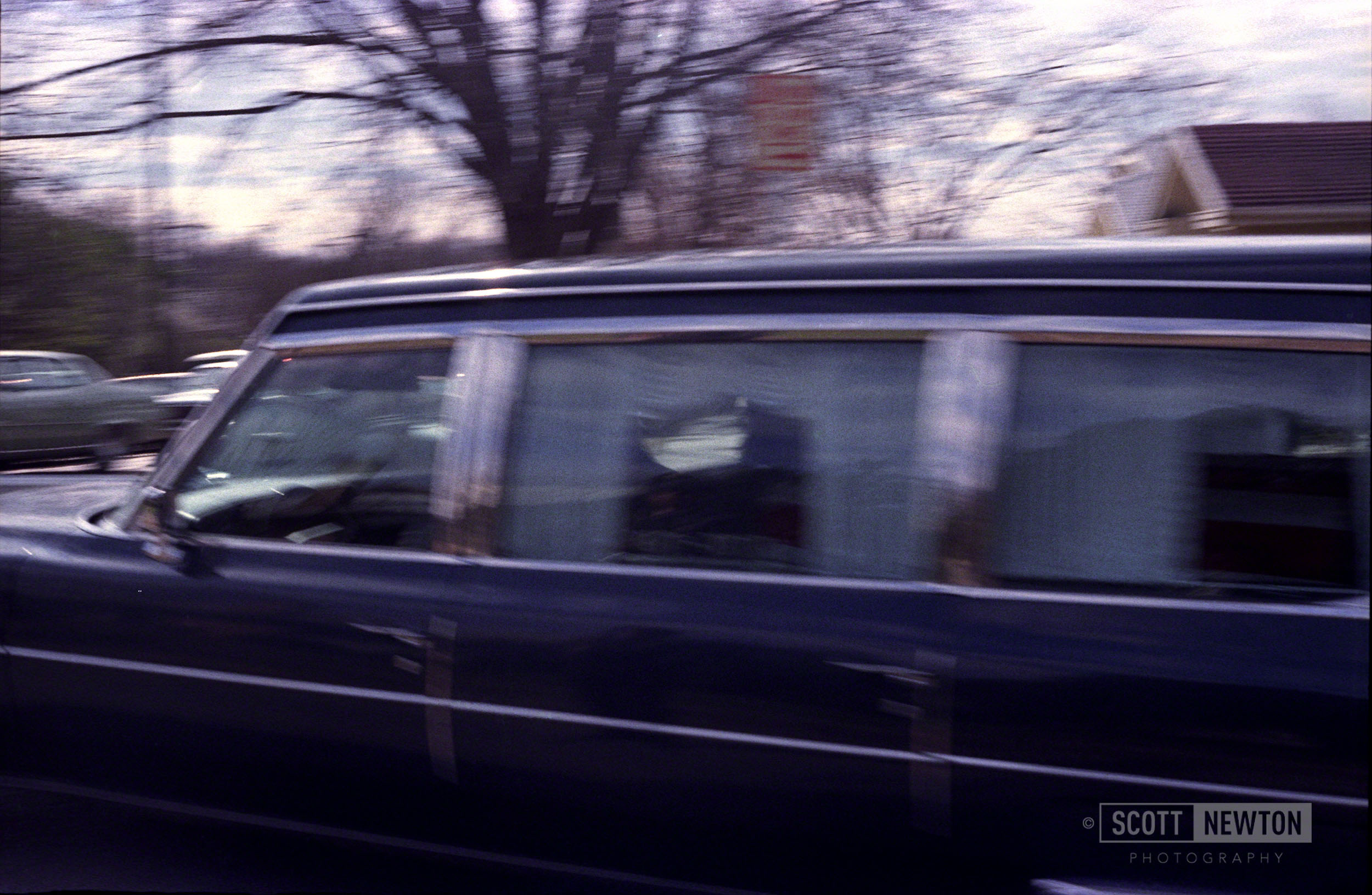 LBJ's hearse moves down 29th Street 1973