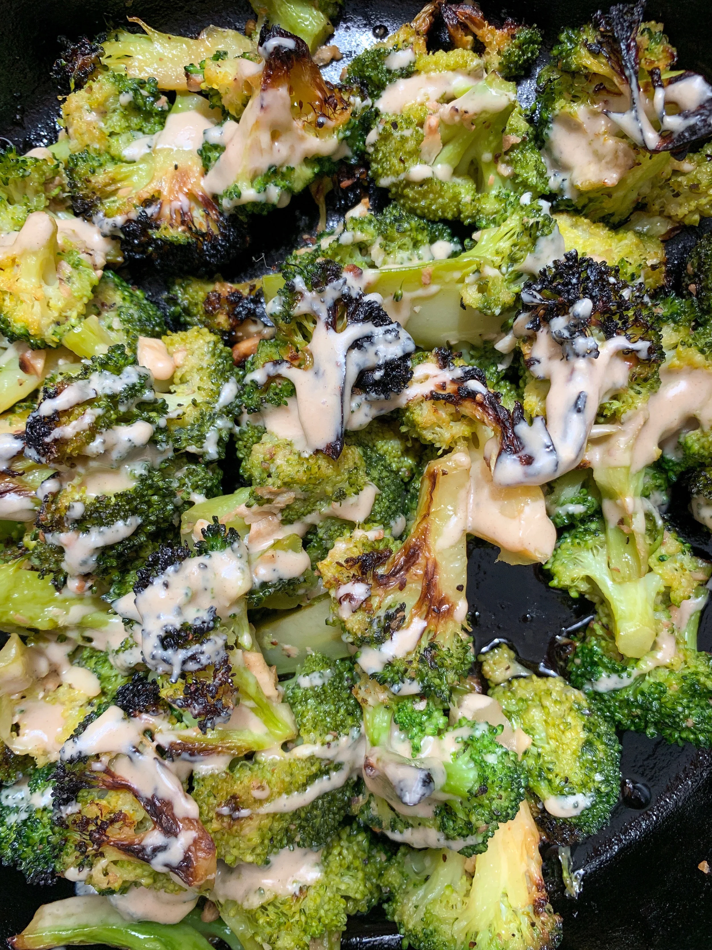 Garlicky Charred Broccoli with Tahini Drizzle