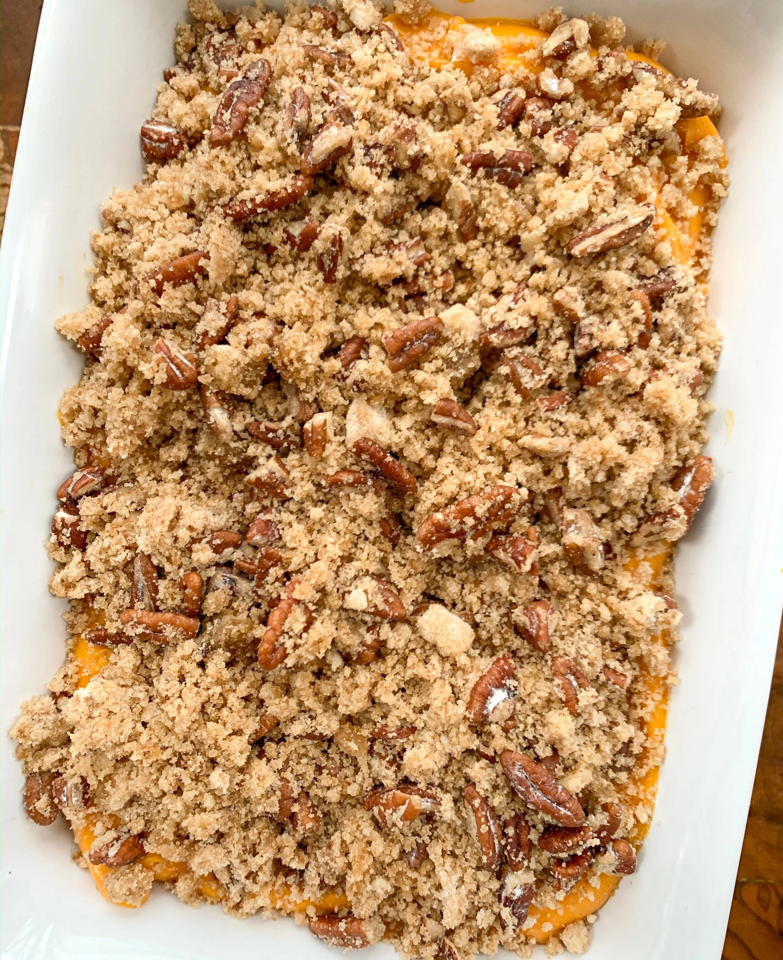 Sweet Potato Casserole before being baked