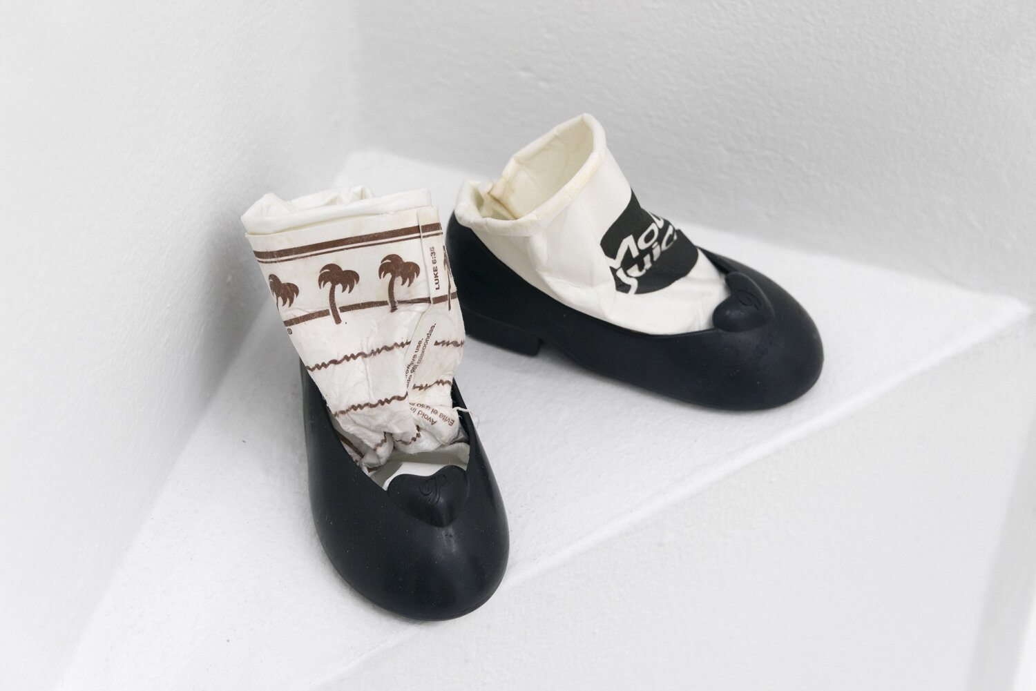    Becky , 2020. Doll shoes, paper. 