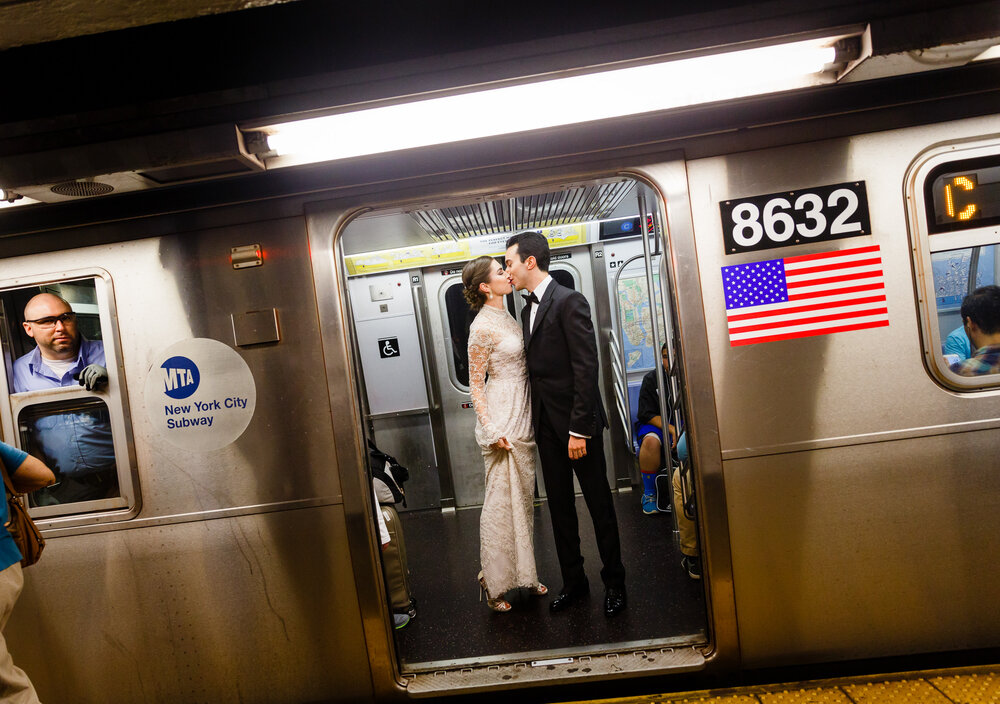 best subway photo Bride and Groom on wedding day