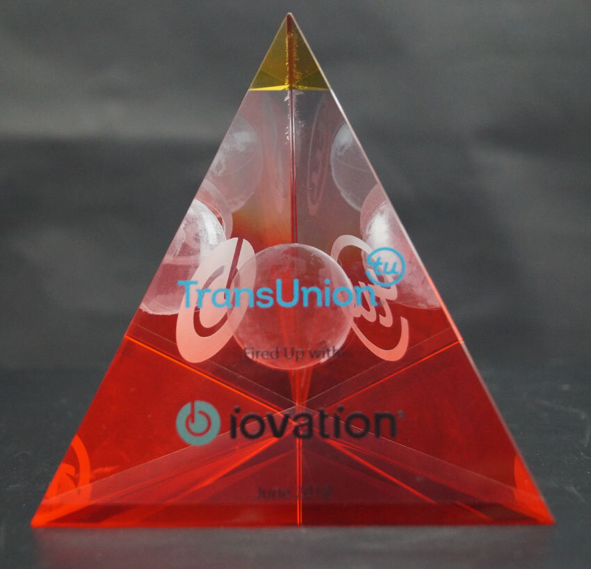 pyramid with red crystal bottom and 3d globe - Iovation sample.jpeg