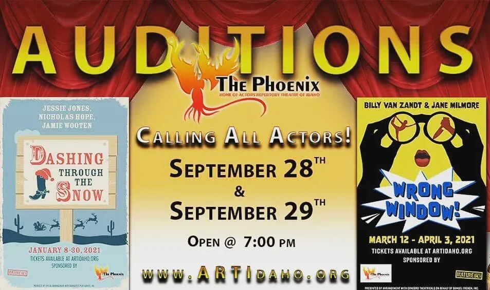 It's that time again! Join us at The Phoenix Theatre at 7:00 pm on September 28th and 29th for open auditions. We're currently casting for two of our four shows of the season, &quot;Dashing Through the Snow&quot; directed by Rebecca Beck (@becibeck),