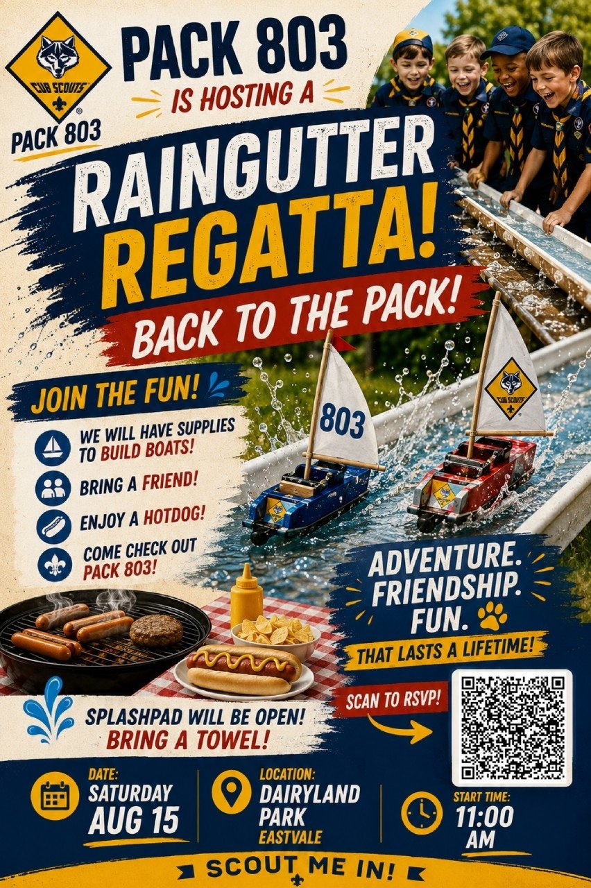 Pack 803 Raingutter Regatta and BBQ