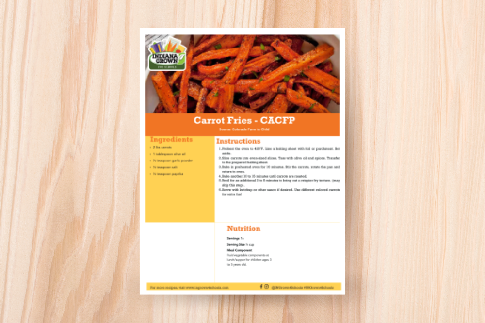 Foodservice Recipe CACFP: Carrot Fries