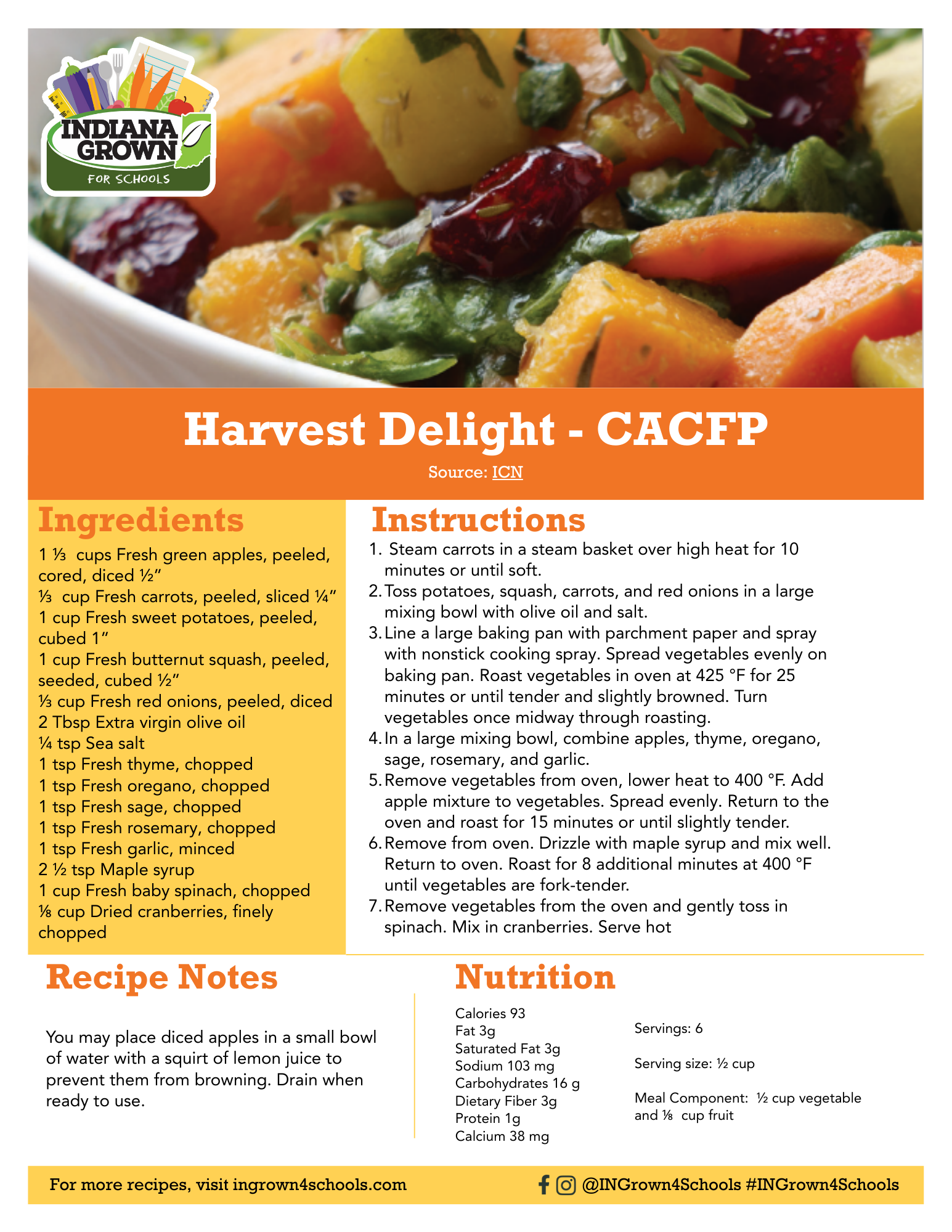 CACFP Recipe: Harvest Delight
