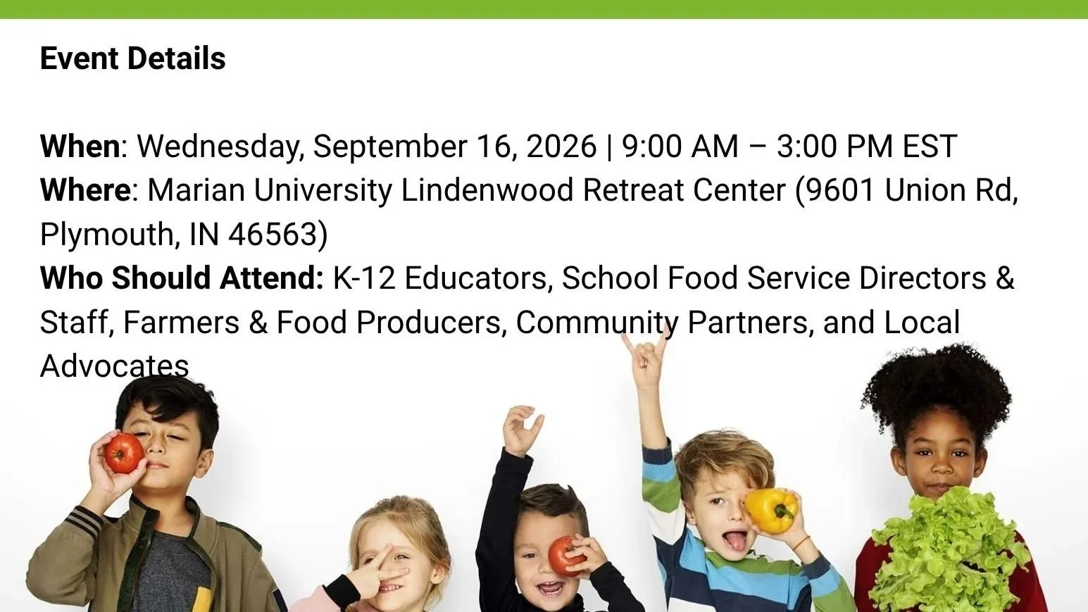 The&nbsp;North Region Farm to School Committee is excited to invite you to the Northern Region Farm to School Action Planning Workshop on Wednesday, September 16, 2026!