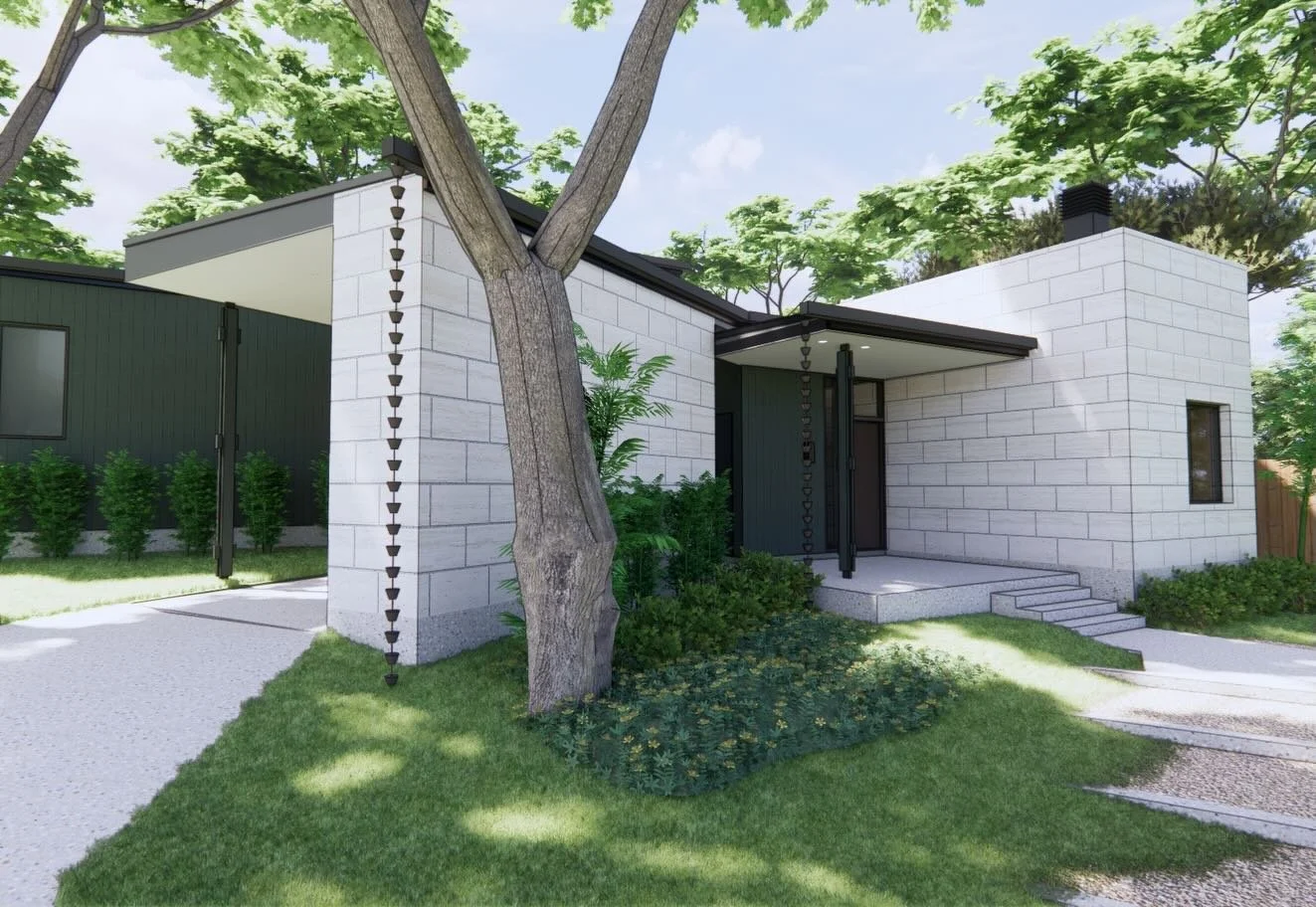Updated renderings of our Cliffside project with @carypaulstudios showing the forest green color we&rsquo;ve decided to paint it. (It&rsquo;s actually just been painted so I gotta get out there and take photos) 
It&rsquo;s in a shady site surrounded 