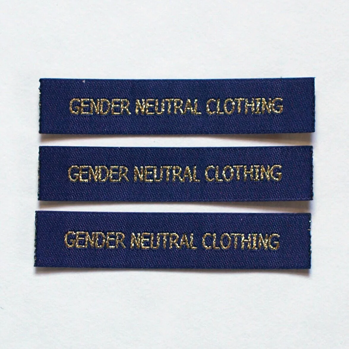 Gender Neutral Clothing Labels - Gold & Blue