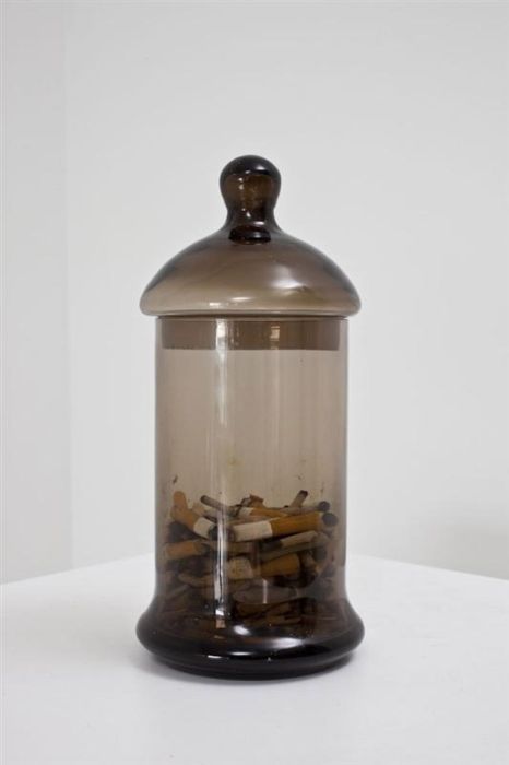 Sucker, 2011, wood, paint, found glass jar.