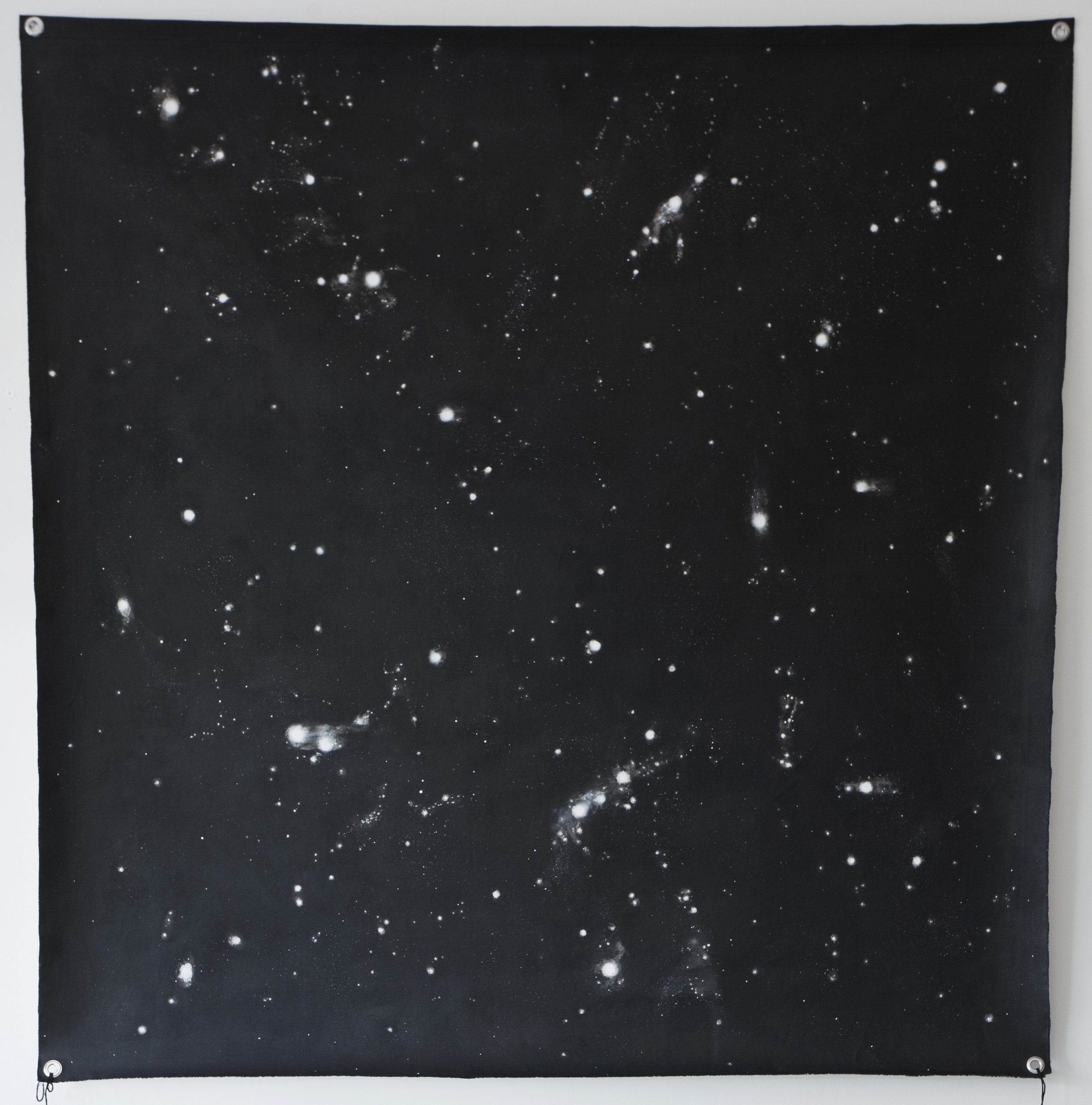 The Universe Visualisation Prop, 2011, acrylic on unstretched canvas, metal eyelets, 1950 x 1950mm
