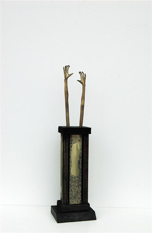 Gimme gimme , 2013, bronze, wood, found trophy parts, glue, 385 x 100 x 80mm.