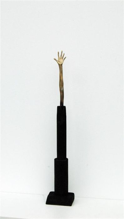 Me First , 2013, bronze, wood, found trophy parts, glue.