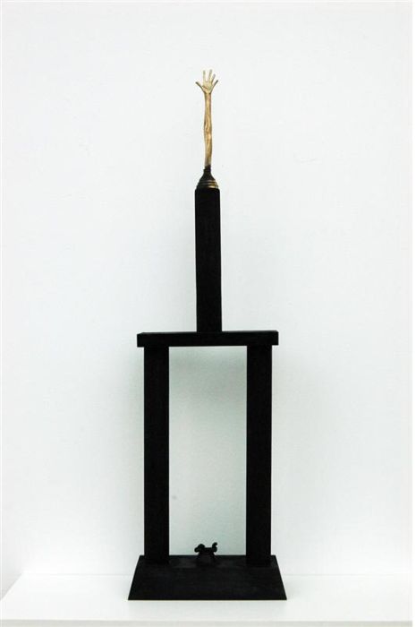 YES , 2013, Bronze, wood, found trophy parts, glue, 880 x 100 x 85mm