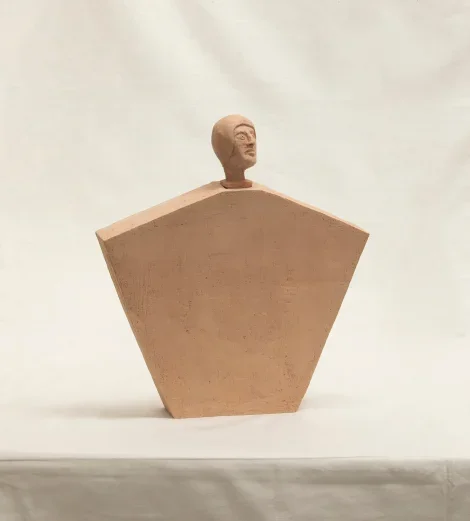   Worrier.  2024. Fired clay. 375 x 345 x 55mm 