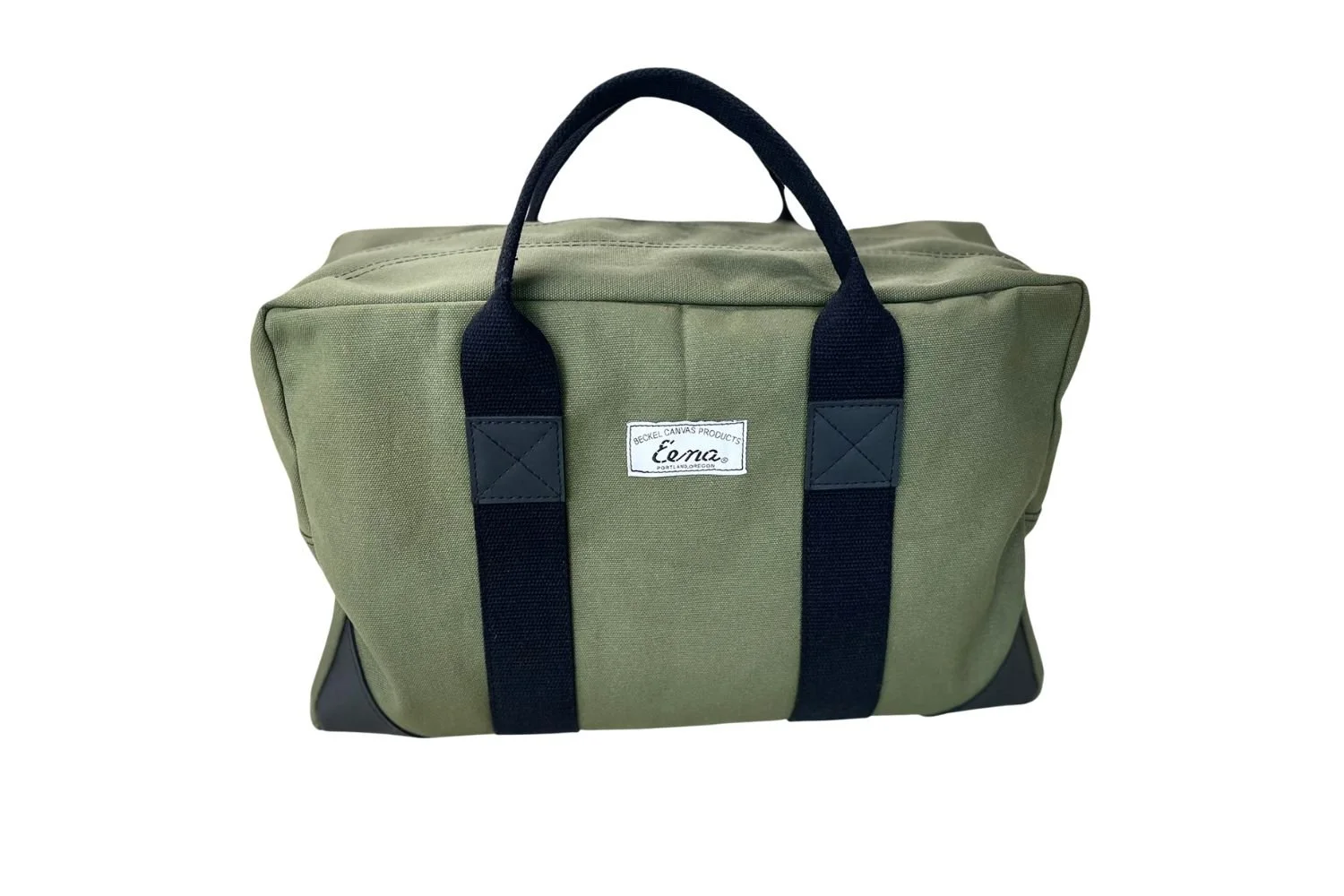 beckel canvas olive duffel bag without background