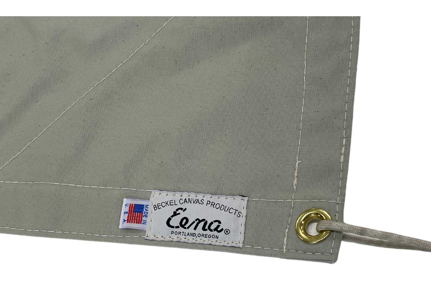 grommet and rope strung through canvas tarp