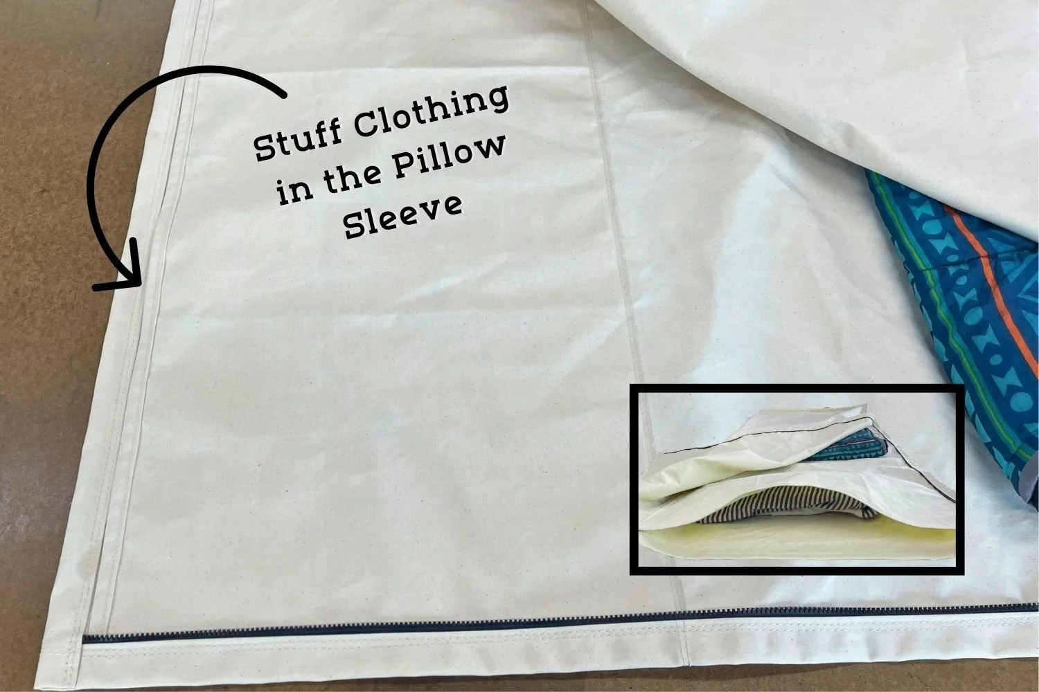 pillow sleeve on bedroll details