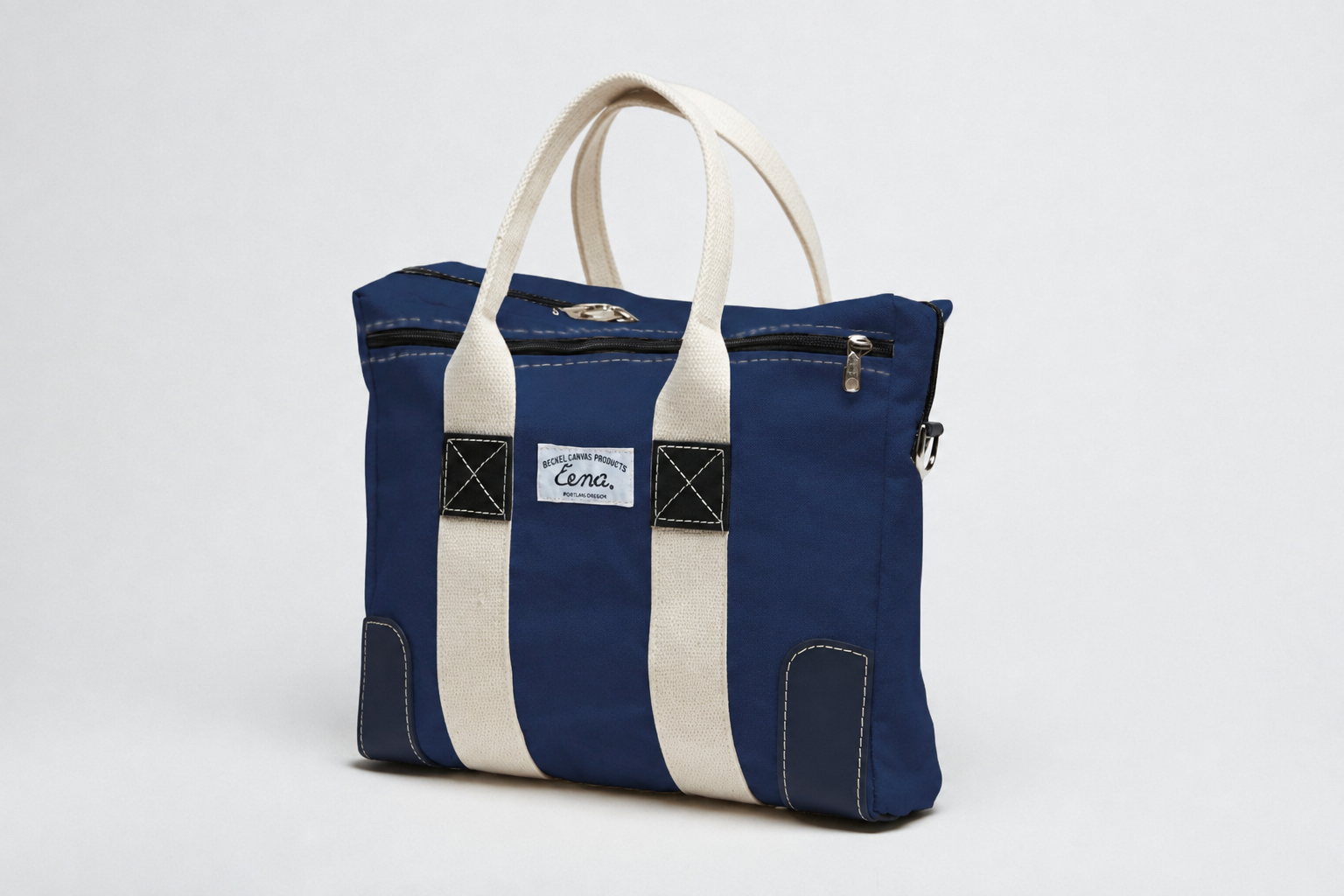 navy canvas briefcase by beckel