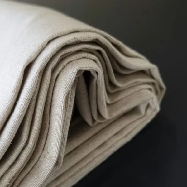 folds of natural organic canvas fabric materials