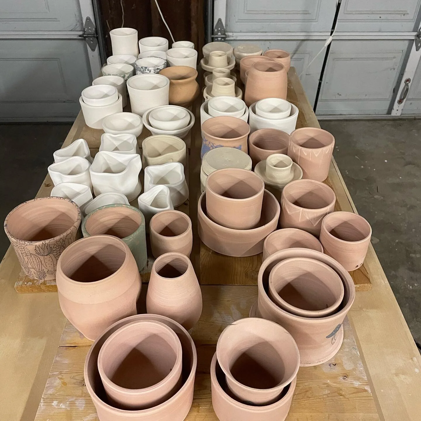 Thanks to Katie and Kate my 63 pots to glaze have dwindled to 21!!! Glaze fire tomorrow!!