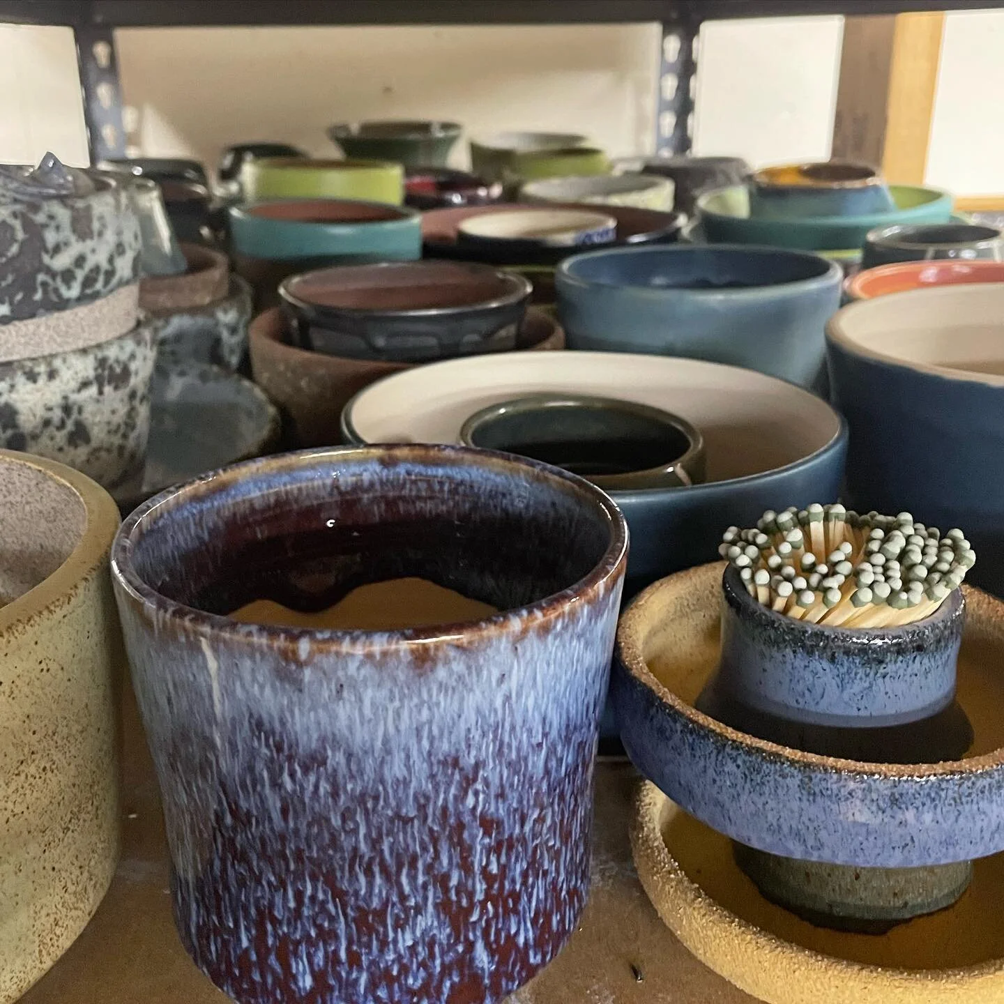 1.  Priced and ready to go. 2.  Think I can glaze and fire 63 pots in 5 days????