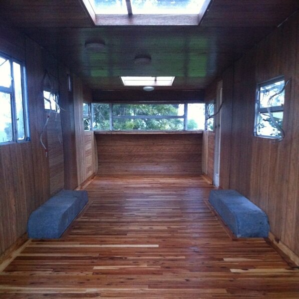 Cypress Pine Lining Boards in Caravan Remodel