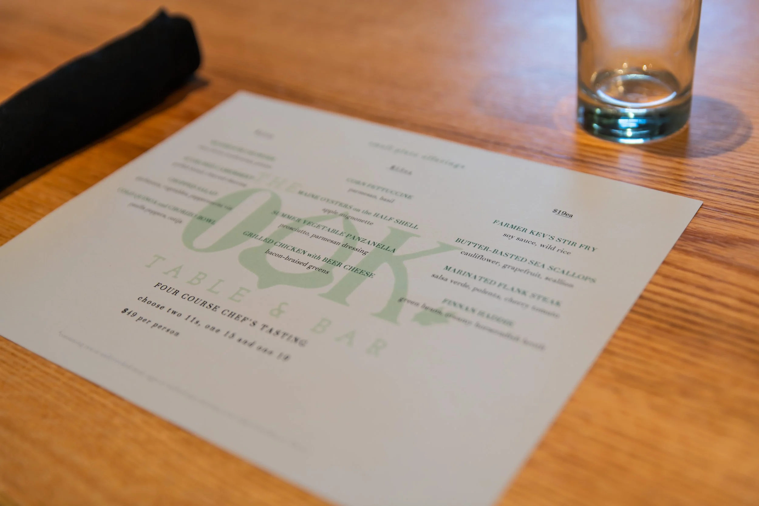 Menus — The Oak Table & Bar