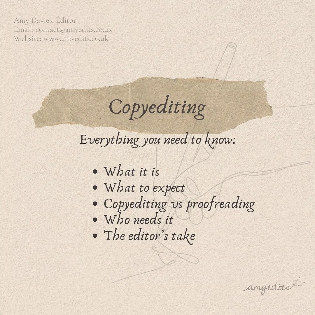 
✨The copyedit: the finishing touches.✨
It’s important to remember that each editor works differently and has their own set of criteria for each service. While, in a broad sense, everybody offering a copyedit on your manuscript should ess