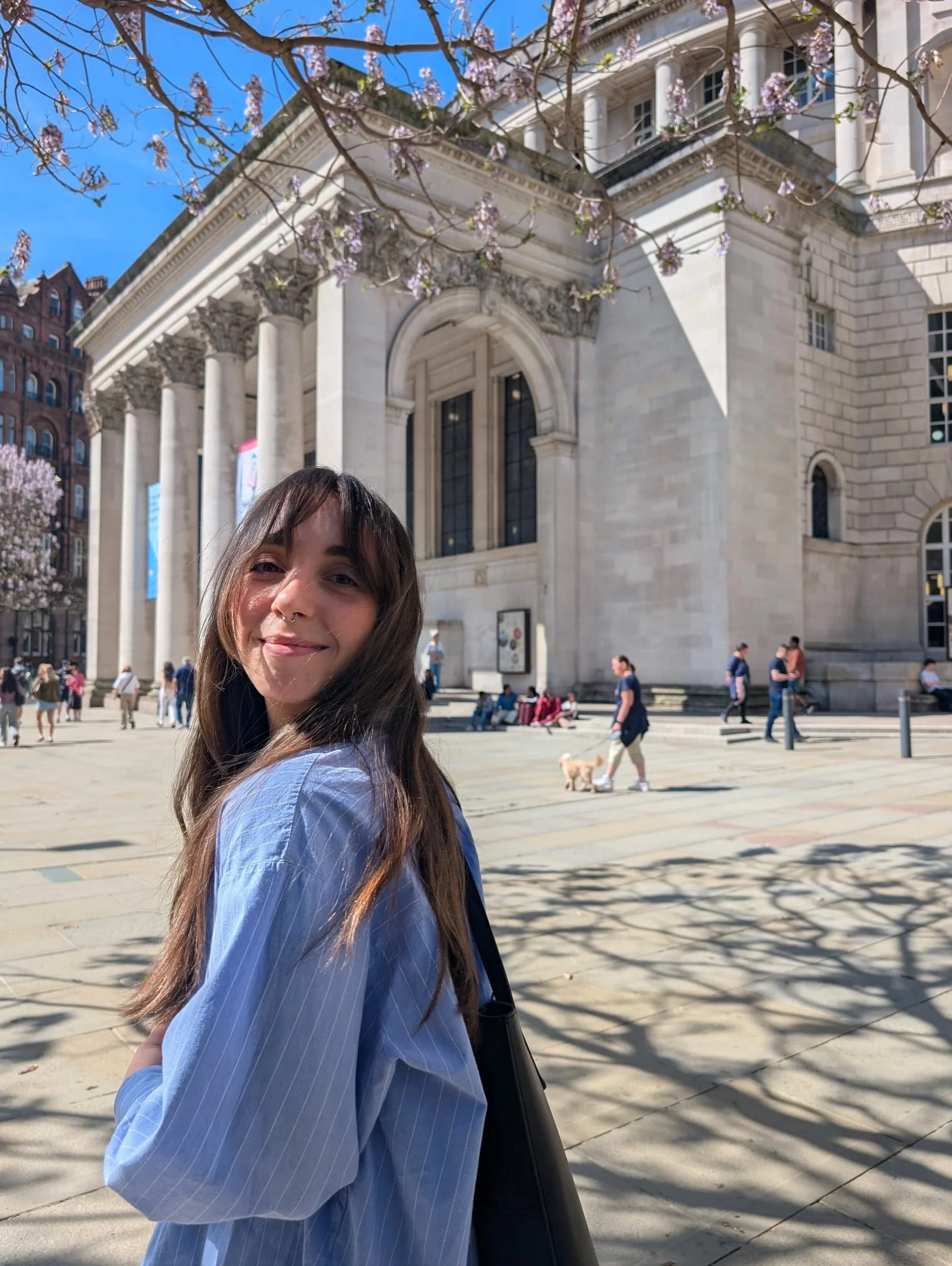 My annual pic in front of Manchester Central Library after attending the Northern Publishers&rsquo; Fair last week. 🥰🌸⁣
⁣
No purchases this year (as I bought five books at Manchester Book Bonanza the week before and still haven&rsquo;t read one of 