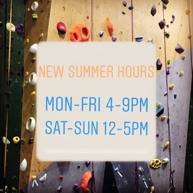 We figure people are taking advantage of the awesome weather, so starting this weekend we will have limited summer hours on Saturdays and Sundays. 
Want to climb outside of these times? Our recurring members can schedule private climbing sessions fro