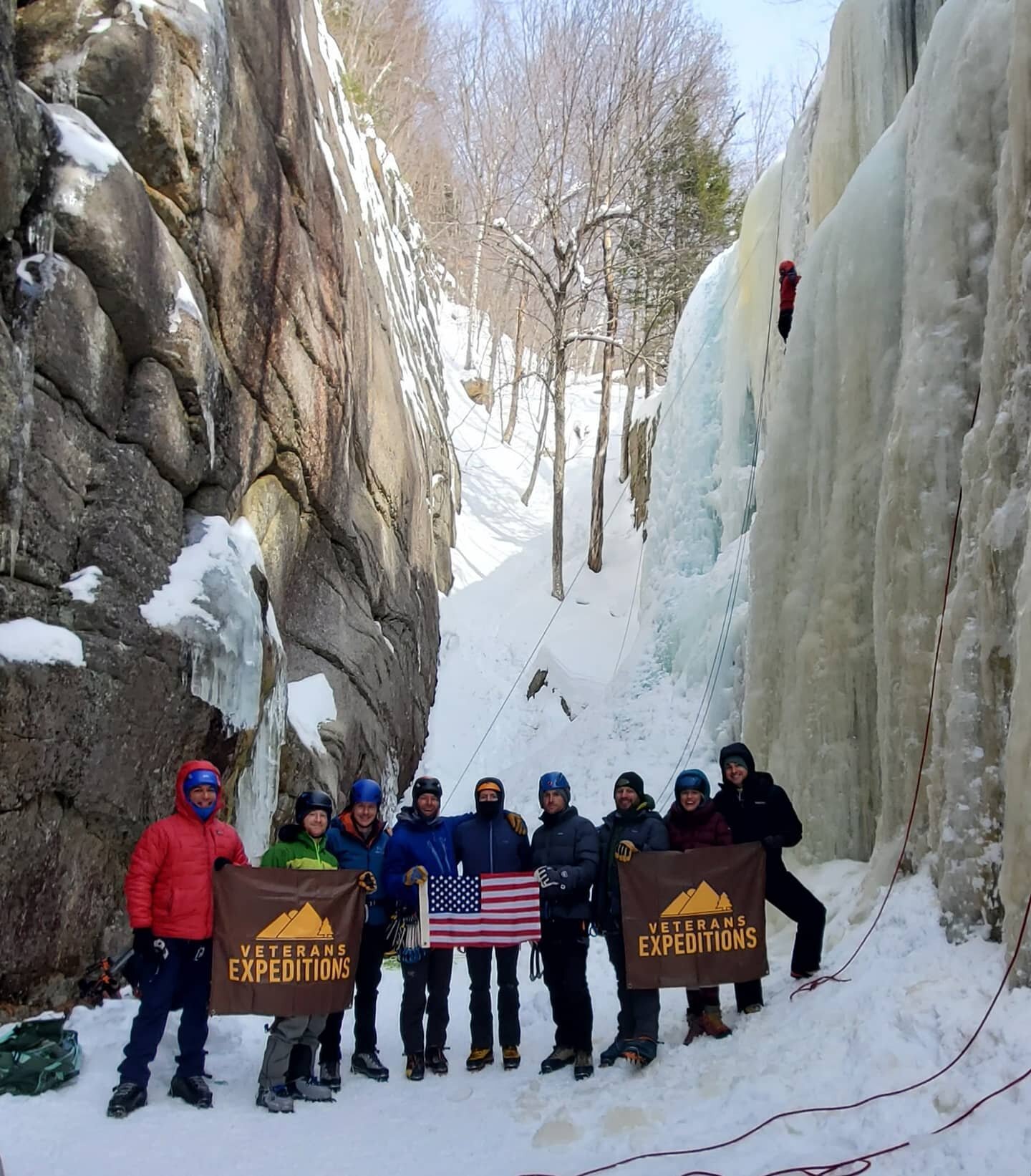 @veterans_expeditions crew in New Hampshire today. 
Strong crew, steep ice, fun times!