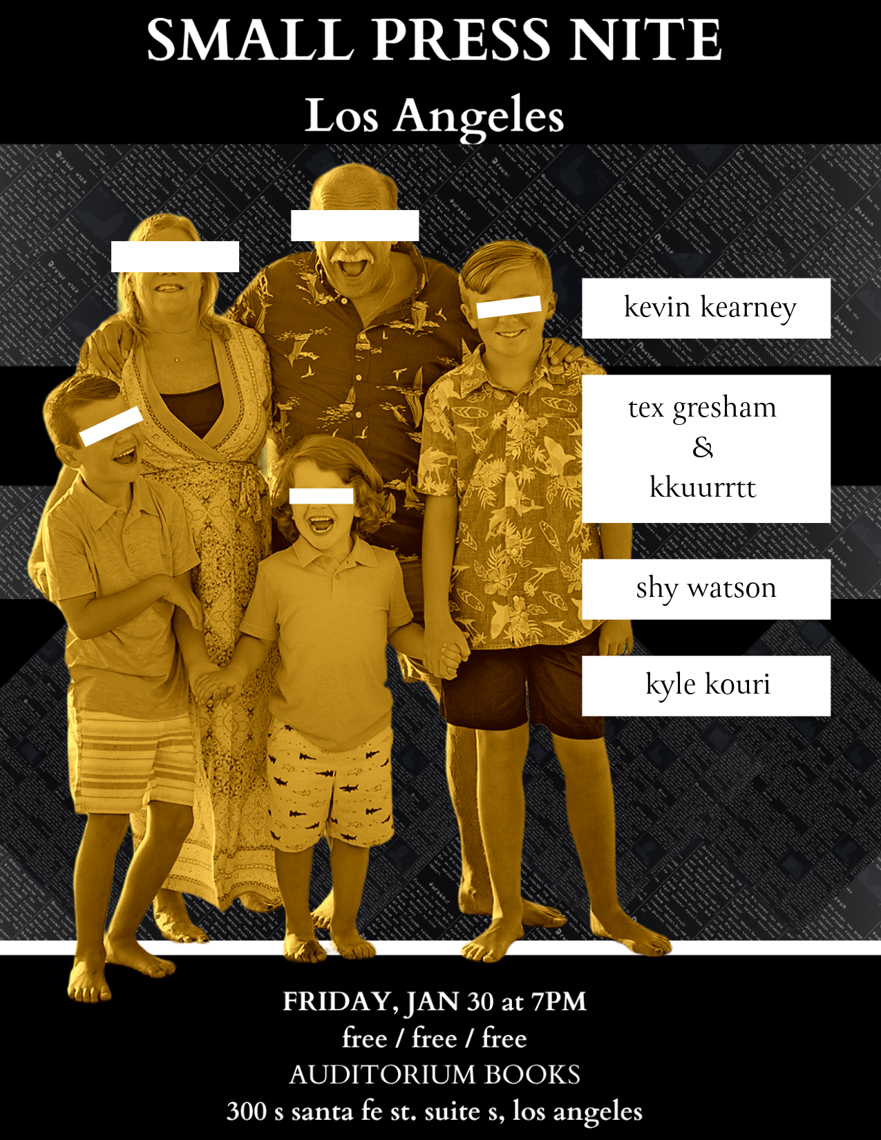 FLyer for SMALL PRESS NITE in Los Angeles on January 30, 2026