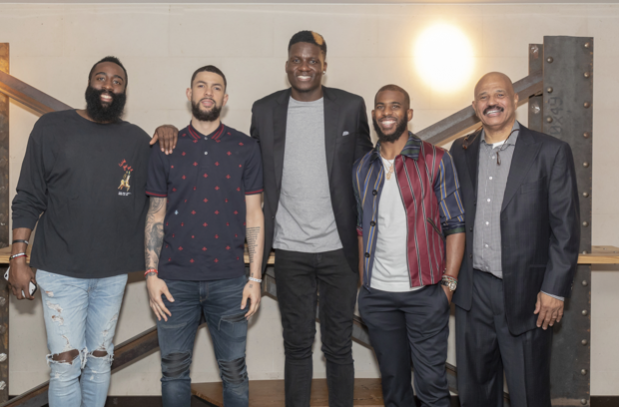 James Harden, Austin Rivers, Clint Capela, Chris Paul, John Lucas II Photo Credit: Lee Beckman