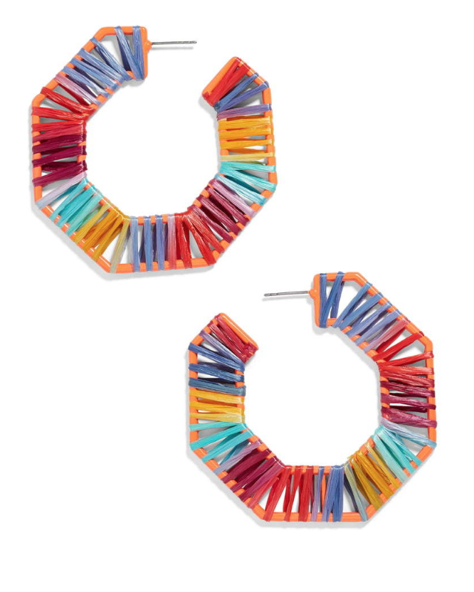 BaubleBar Reinette Raffia Hoop Earrings