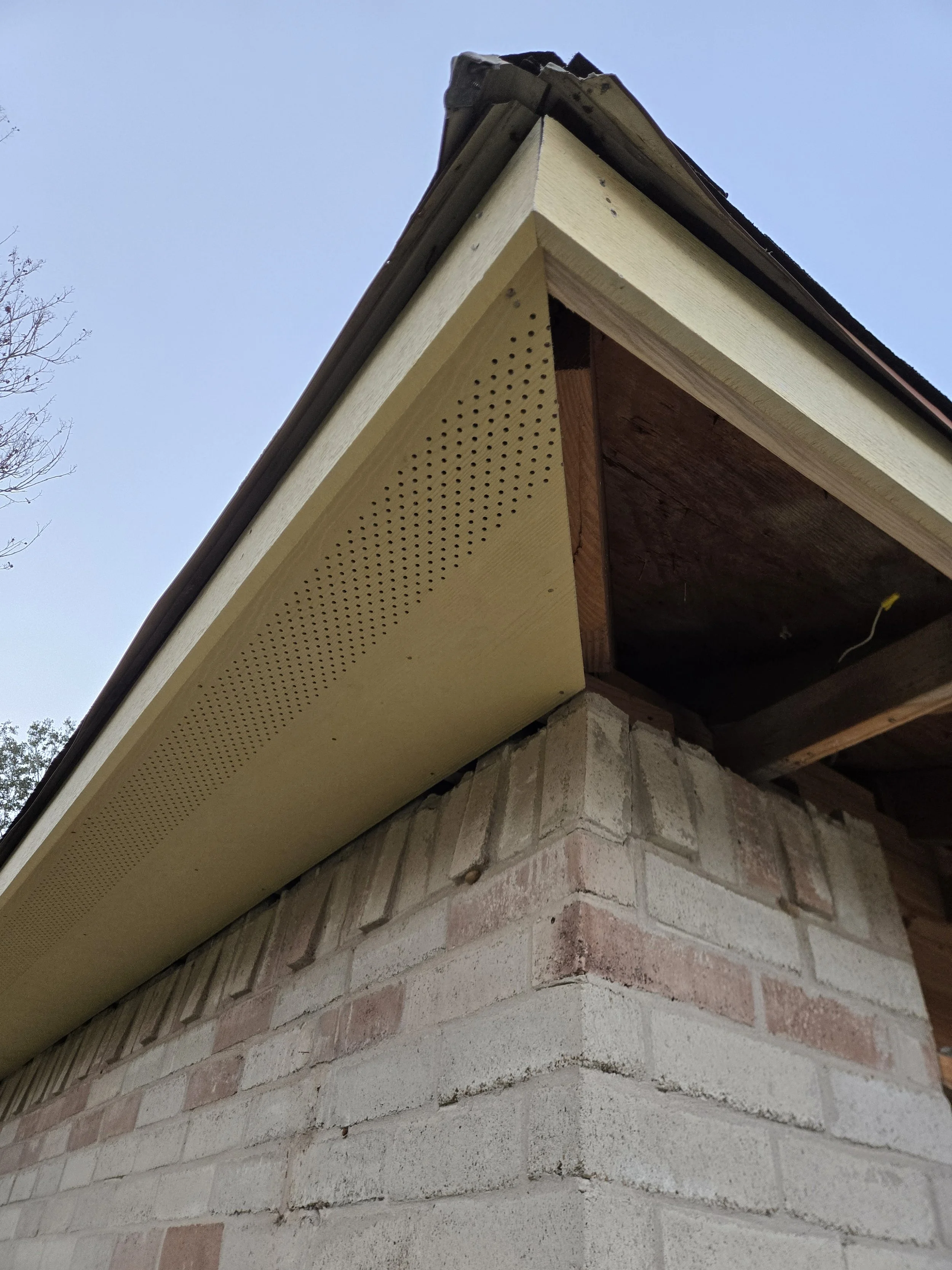 This is an image of a soffit that needs to be replaced in Houston, Texas