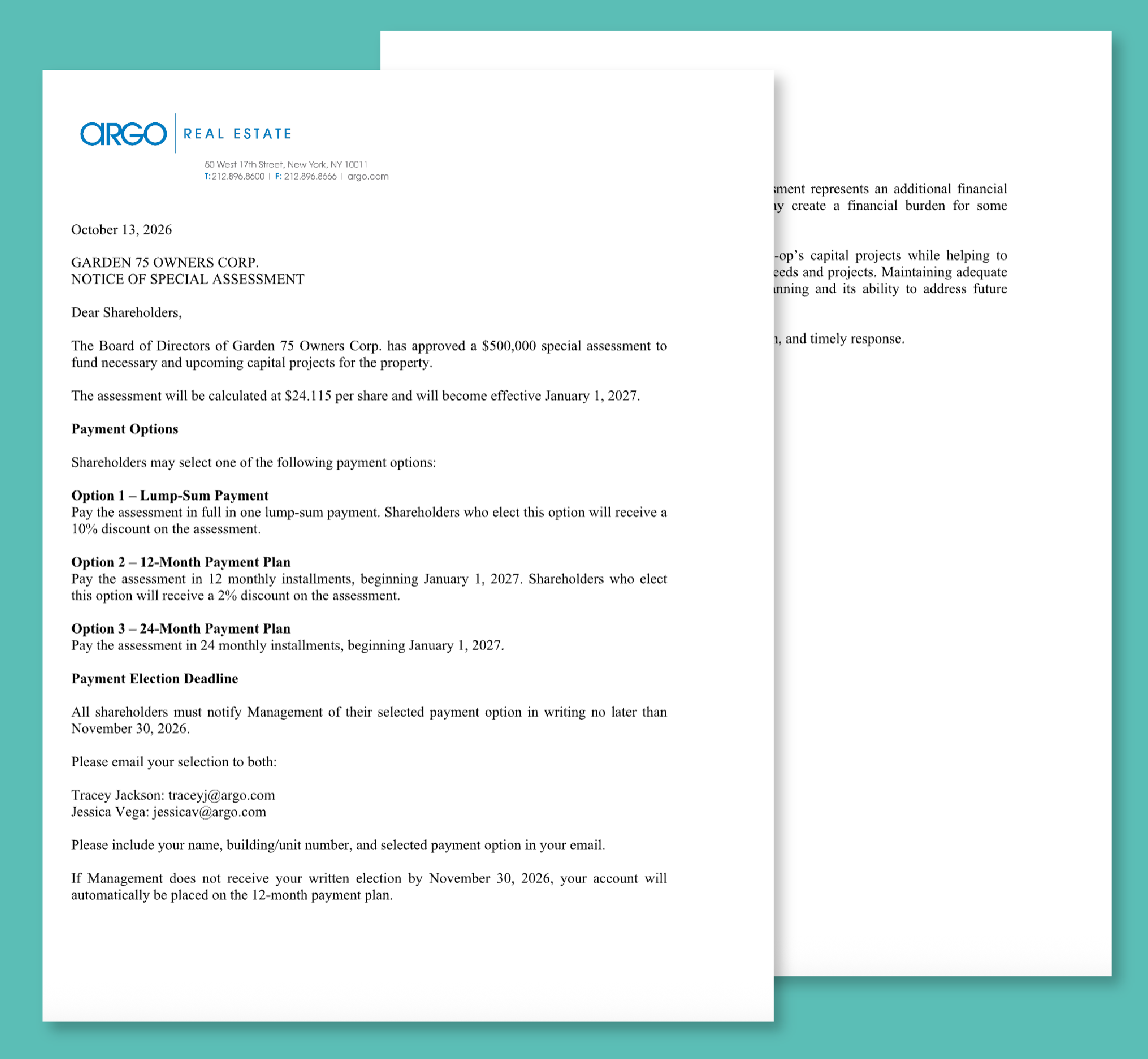 special assessment notice from argo