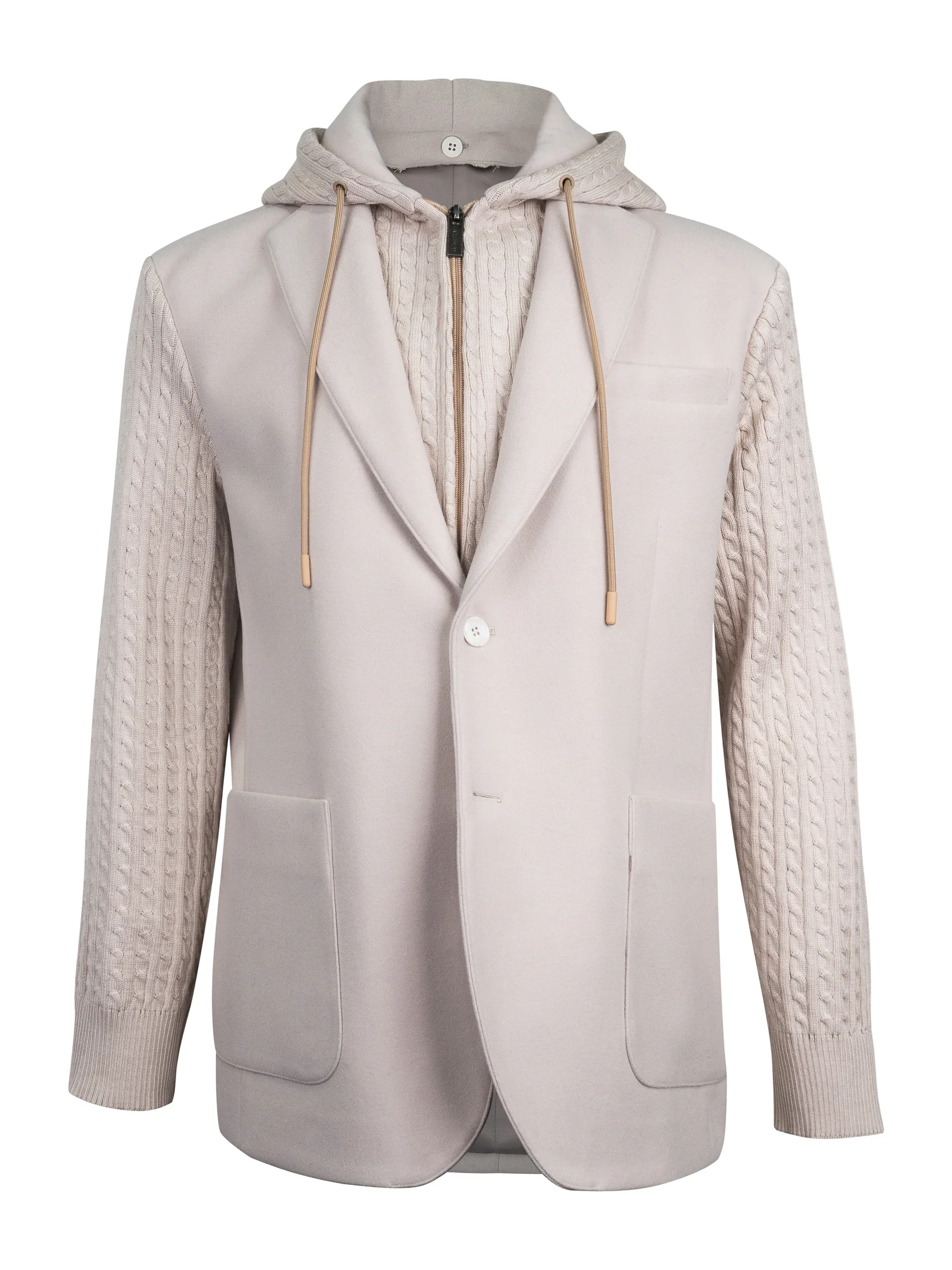 Kessler Beige Hybrid Knit Sleeve Sport Coat.webp