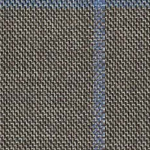 Jim Adams Fashion Drago Super 130’s fabric SKU V4-49145151, a tan textured wool with a sophisticated light blue windowpane check.