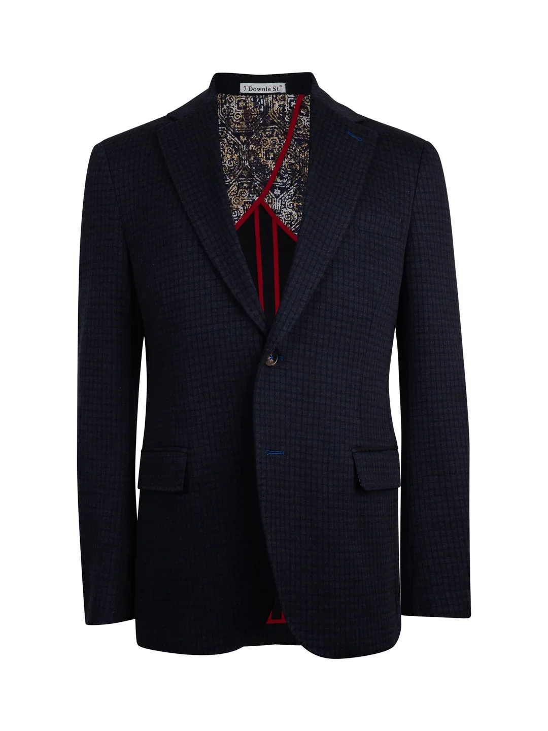 Kingston Blue Microcheck Cotton Knit Sport Coat.webp