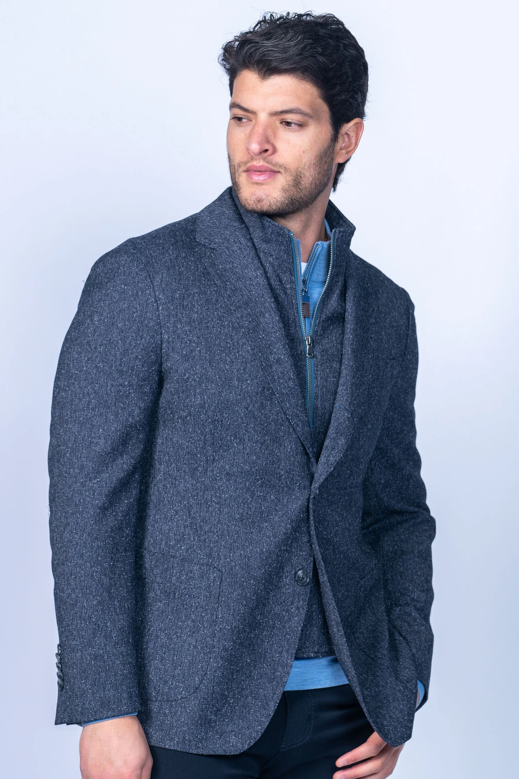 Fraser Navy Donegal Stretch Hybrid Sport Coat - Model.jpg