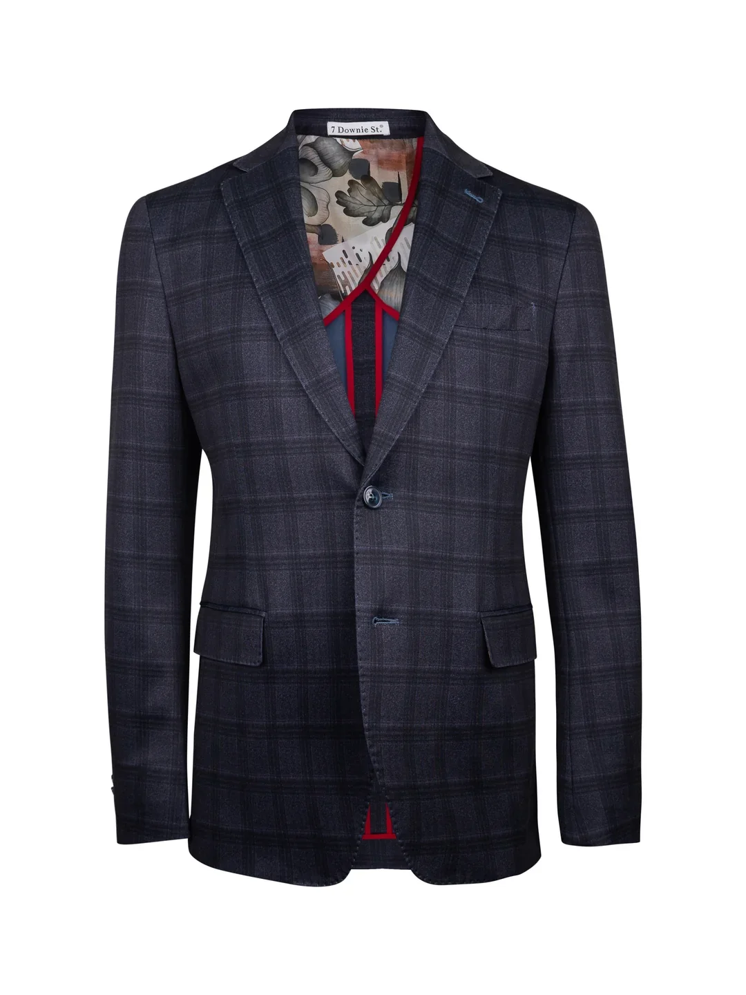 Hillsboro Navy WIndowpane Cotton Knit Sport Coat.webp